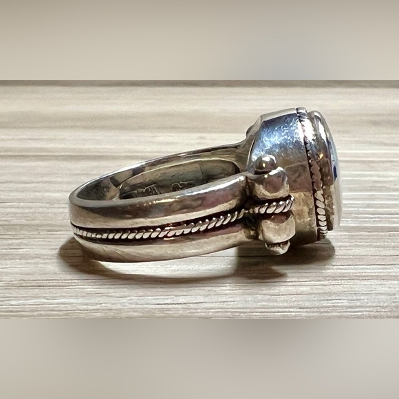 Handmade Designer Signed MWS Mother Of Pearl Sterling Silver Ring, Size 7.5 - Picture 5 of 12